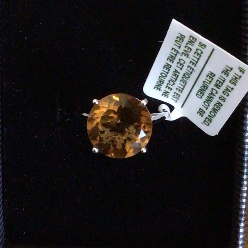 Sterling Silver Whiskey Quartz Cocktail Ring